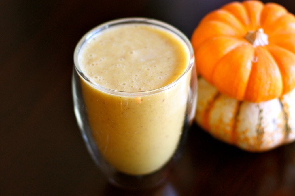 Frothy pumpkin banana smoothie.