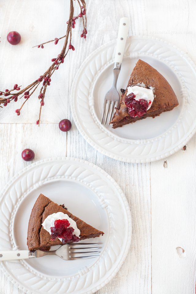 Paleo Cranberry Chocolate Gingerbread Cake