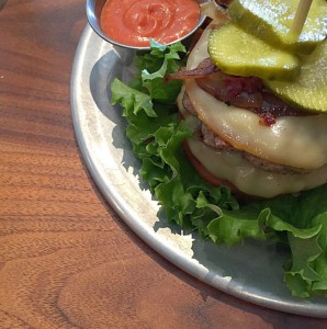 ground short rib and brisket burger w grilled onions & pickles