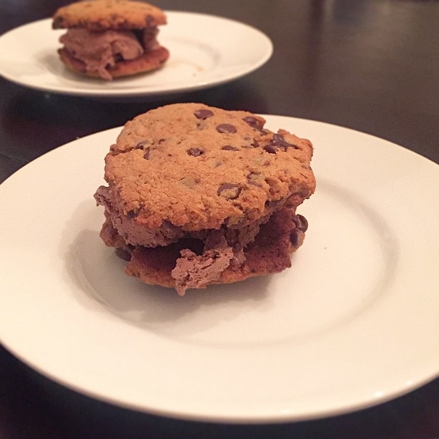 And_the_real__daniellescravings_...._Copycat_Diddy_Riese..._Warm_grain-free__realdealchocolatechipcookies_with_chocolate_ice_cream_sandwiched_between.__againstallgrain