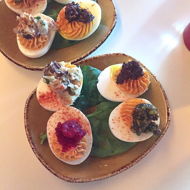 Get_ready_for_an_overload_of_food_pics_because_I_m_ordering_1_of_everything__cookshopny._To_start_deviled_egg_sampler._I_forget_what_was_on_top_of_each_of_these_but_they_were_great.__aageats__glutenfree
