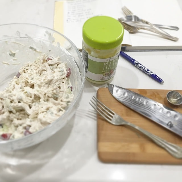 Key_elements_of_recipe_testing._An_erasable_pen__good_notebook_that_lies_flat__tasting_forks__and__Shuncutlery_for_fast_and_precise_chopping._And_this__primalkitchenfoods_mayo_is_tasting_awfully_good_today_too___shun