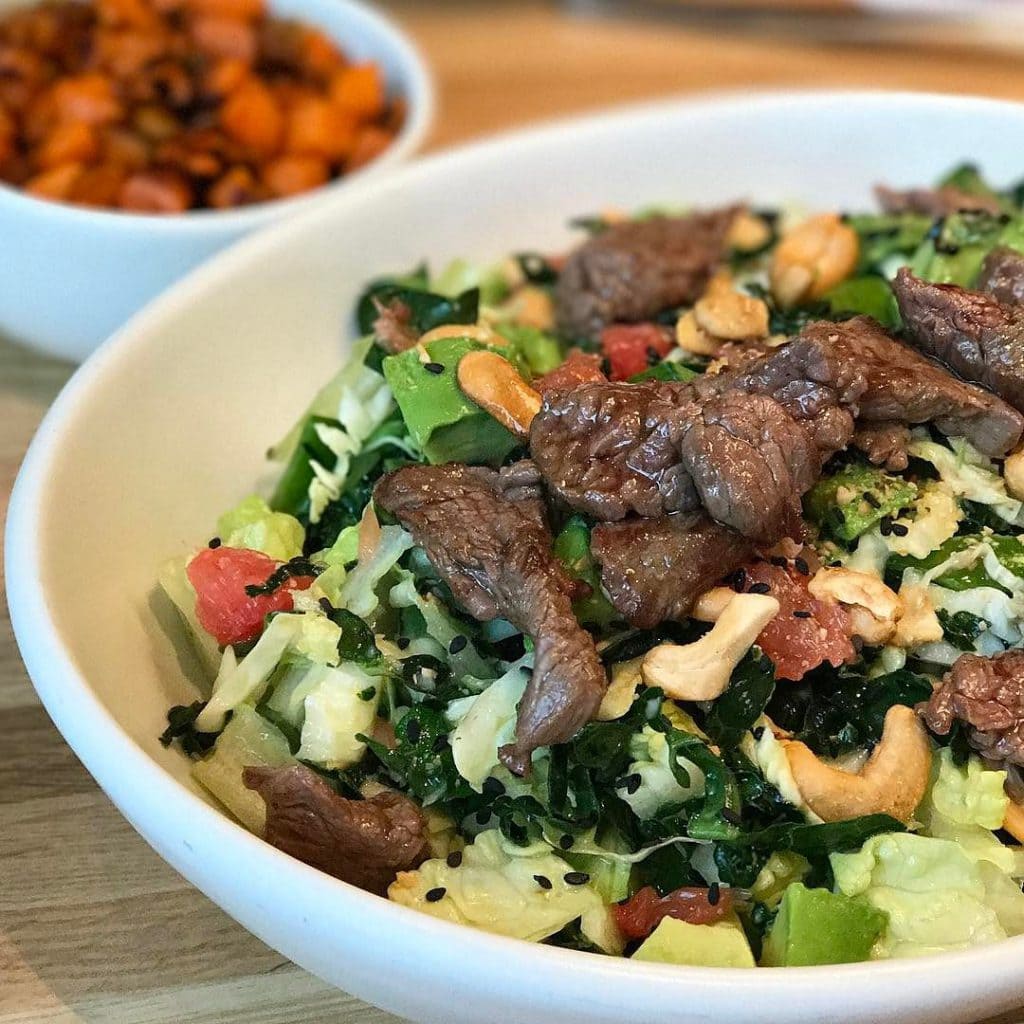 And_my_salad._Grass-fed_steak__kale__cabbage__avocado__grapefruit__cashews_and_basil._I_omitted_the_pickled_radish_for__Whole30.__danielleeats