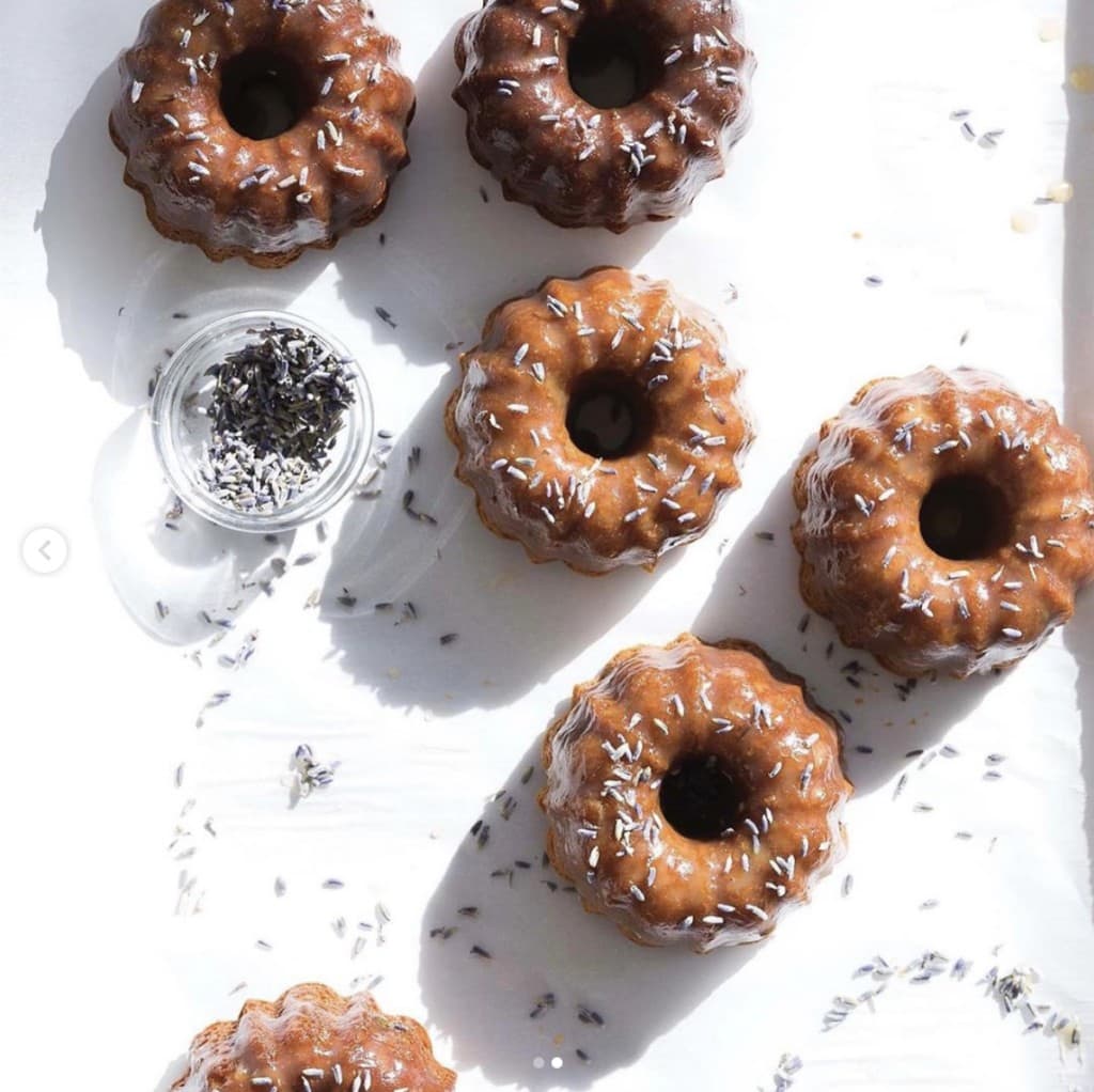 mini bundt cakes with sprinkles displayed on parchment paper